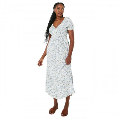 Front - Dorothy Perkins Womens/Ladies Ditsy Print Shirred Waist Midi Dress