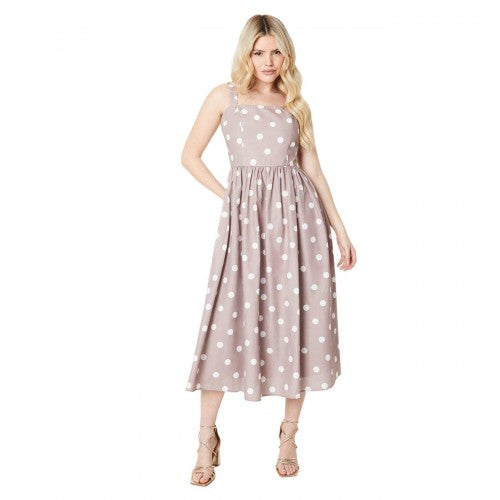 Front - Dorothy Perkins Womens/Ladies Polka Dot Poplin Square Neck Midi Dress