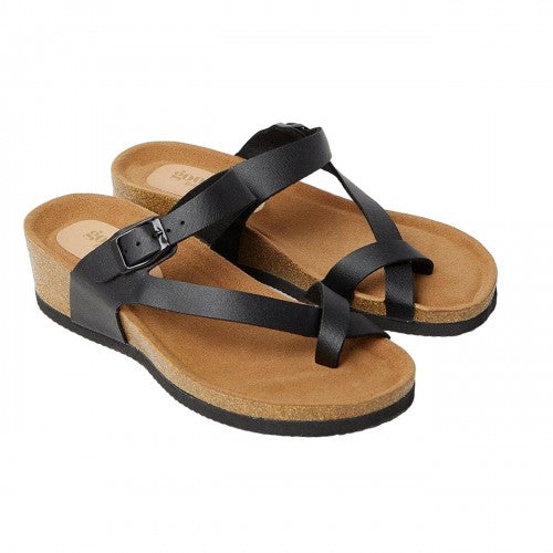 Front - Good For The Sole Womens/Ladies Riley Toe Post Wedge Flip Flops