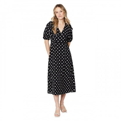 Front - Dorothy Perkins Womens/Ladies Spotted Chiffon Frill Midi Dress