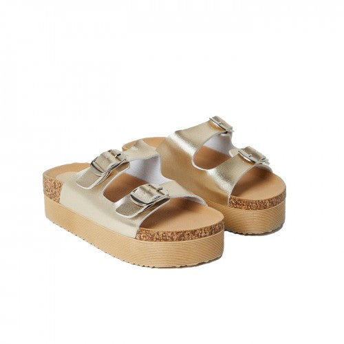 Front - Faith Womens/Ladies Hannah Double Buckle Wedge Sandals