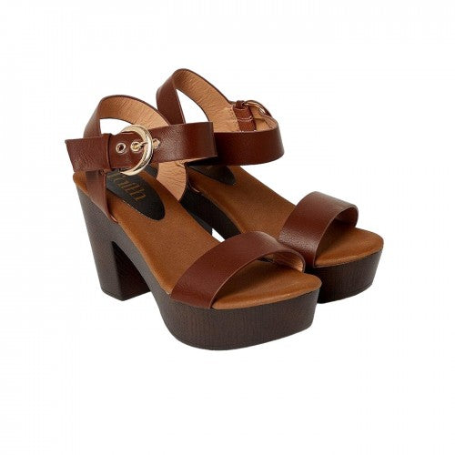 Front - Faith Womens/Ladies Eleanor Wood Effect Platform High Block Heel Sandals