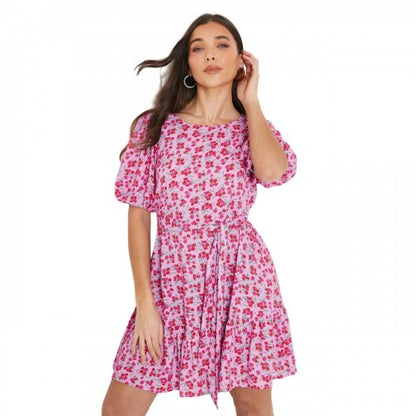 Front - Dorothy Perkins Womens/Ladies Ditsy Print Frill Hem Petite Mini Dress
