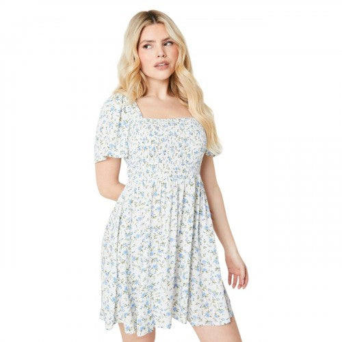 Front - Dorothy Perkins Womens/Ladies Ditsy Print Shirred Flutter Mini Dress