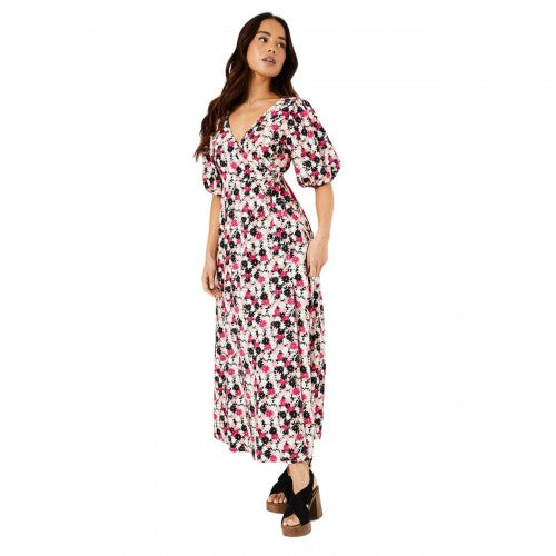 Front - Dorothy Perkins Womens/Ladies Wrap Petite Puff Sleeve Midi Dress