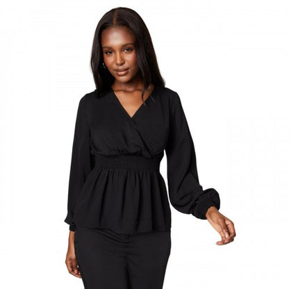 Front - Dorothy Perkins Womens/Ladies Shirred Waist Long-Sleeved Blouse
