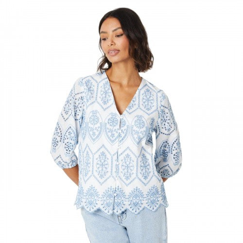 Front - Dorothy Perkins Womens/Ladies Broderie Button Through Blouse
