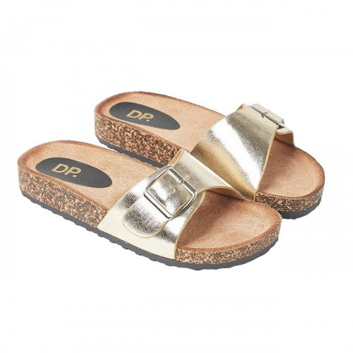 Front - Dorothy Perkins Womens/Ladies Farris Metallic Buckle Sliders