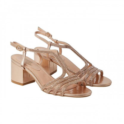 Front - Good For The Sole Womens/Ladies Ellie Diamante Medium Block Heel Sandals