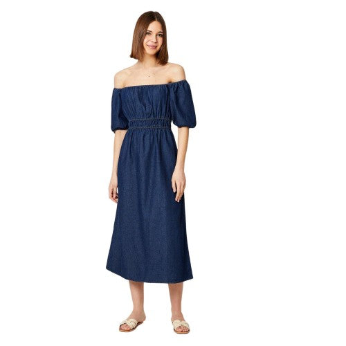 Front - Dorothy Perkins Womens/Ladies Denim Bardot Midi Dress
