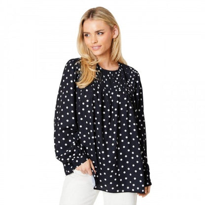 Front - Dorothy Perkins Womens/Ladies Polka Dot Pleated Plus Long-Sleeved Blouse