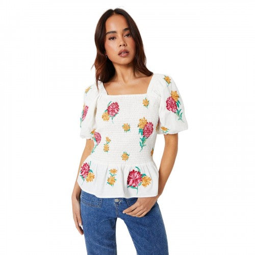 Front - Dorothy Perkins Womens/Ladies Embroidered Shirred Petite Blouse