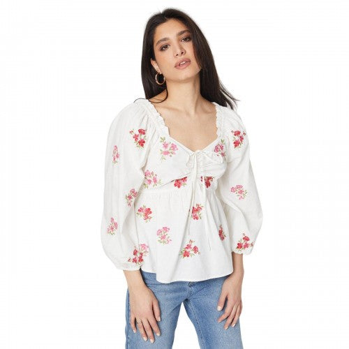 Front - Dorothy Perkins Womens/Ladies Embroidered Ruched Front Blouse