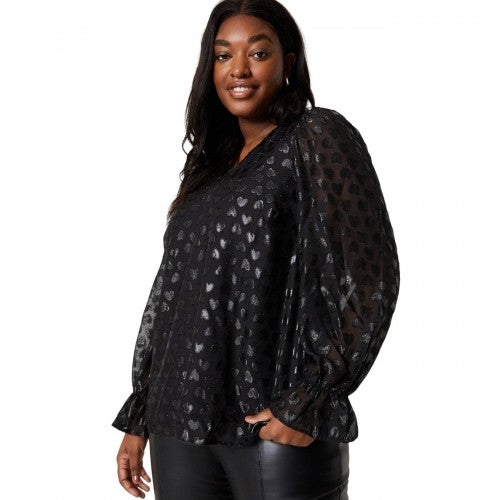 Front - Dorothy Perkins Womens/Ladies Hearts Chiffon Plus Long-Sleeved Blouse