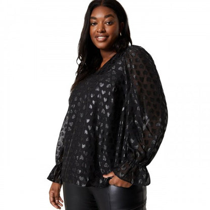 Front - Dorothy Perkins Womens/Ladies Hearts Chiffon Plus Long-Sleeved Blouse