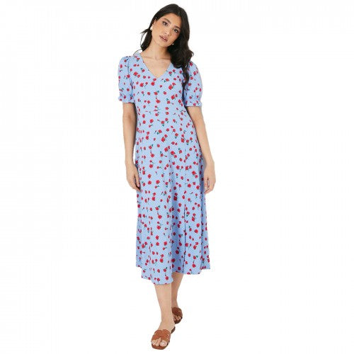 Front - Dorothy Perkins Womens/Ladies Rose V Neck Short-Sleeved Midi Dress