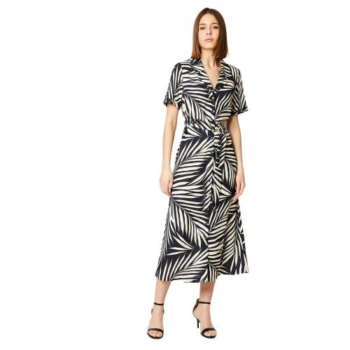 Front - Dorothy Perkins Womens/Ladies Palm Print Short-Sleeved Midi Shirt Dress