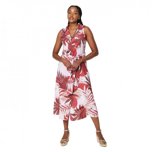 Front - Dorothy Perkins Womens/Ladies Palm Print Belt Sleeveless Shirt Dress