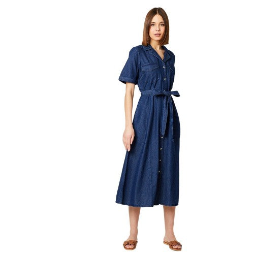 Front - Dorothy Perkins Womens/Ladies Denim Button Through Midi Dress