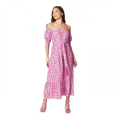 Front - Dorothy Perkins Womens/Ladies Ditsy Print Bardot Petite Midi Dress