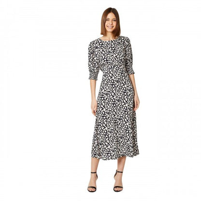 Front - Dorothy Perkins Womens/Ladies Abstract Shirred Cuff Midi Dress