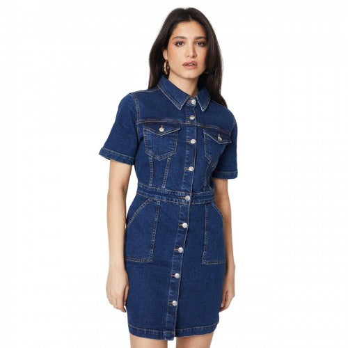 Front - Dorothy Perkins Womens/Ladies Denim Short-Sleeved Mini Dress