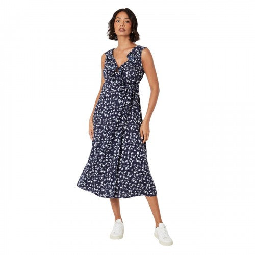 Front - Dorothy Perkins Womens/Ladies Ditsy Print Frill Neck Midi Dress