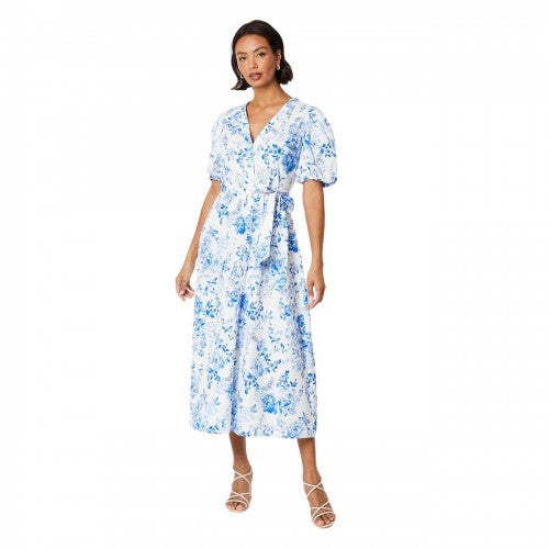 Front - Dorothy Perkins Womens/Ladies Floral Button-Down Puff Sleeve Midi Dress