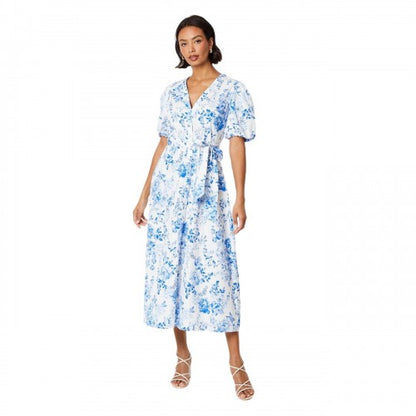 Front - Dorothy Perkins Womens/Ladies Floral Button-Down Puff Sleeve Midi Dress