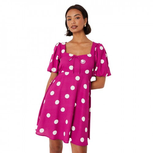 Front - Dorothy Perkins Womens/Ladies Polka Dot Front Tie Mini Dress