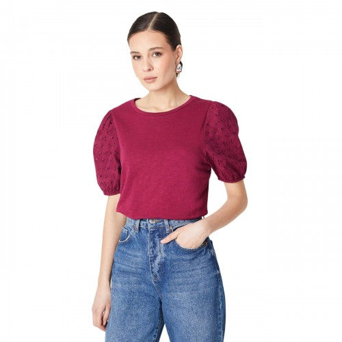 Front - Dorothy Perkins Womens/Ladies Broderie Puffed T-Shirt