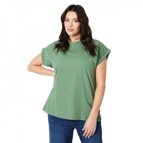 Front - Dorothy Perkins Womens/Ladies Cotton Curved Roll Sleeve T-Shirt