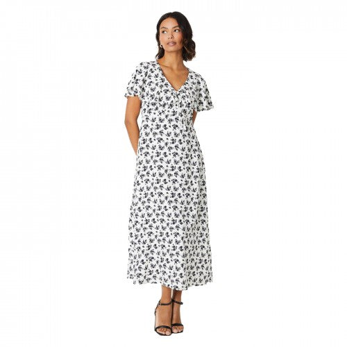 Front - Dorothy Perkins Womens/Ladies Floral Capped Sleeved Midi Dress