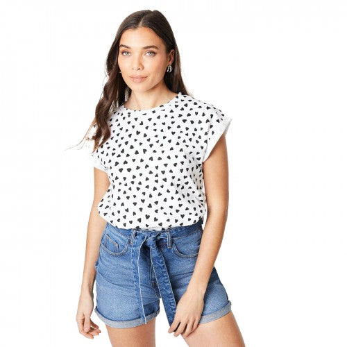 Front - Dorothy Perkins Womens/Ladies Heart Cotton Petite T-Shirt