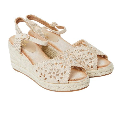 Front - Good For The Sole Womens/Ladies Anita Laser Cut High Wedge Espadrilles
