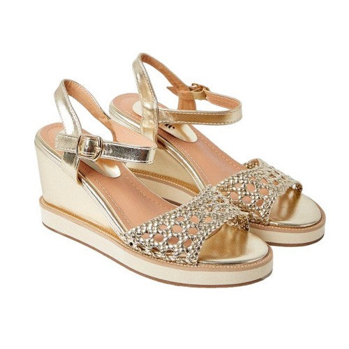 Front - Good For The Sole Womens/Ladies Rita Comfort Crochet High Wedge Wedge Sandals