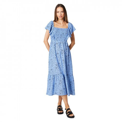 Front - Dorothy Perkins Womens/Ladies Spotted Shirred Bodice Ruffle Midi Dress