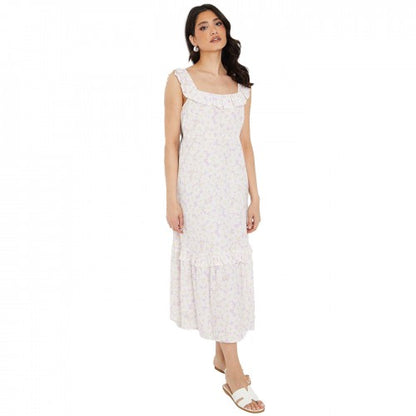 Front - Dorothy Perkins Womens/Ladies Floral Frill Neck Midi Dress