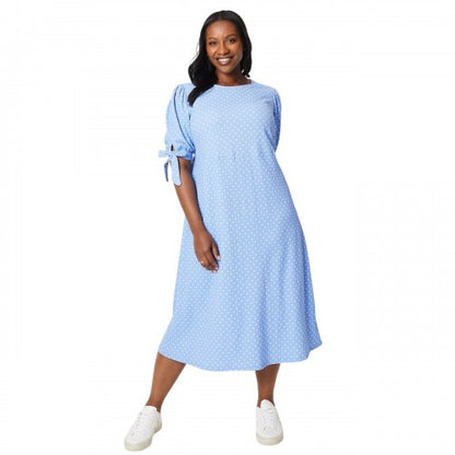 Front - Dorothy Perkins Womens/Ladies Spotted Plus Tie Sleeves Midi Dress