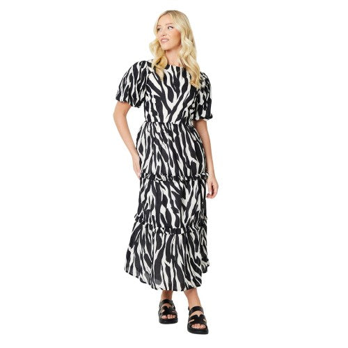 Front - Dorothy Perkins Womens/Ladies Zebra Print Voile Tiered Midi Dress