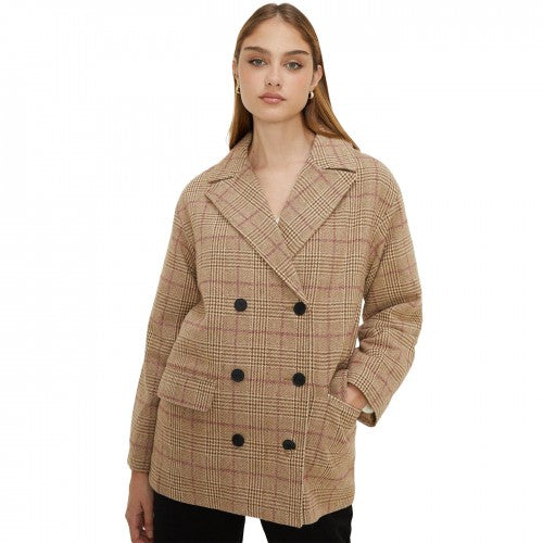 Front - Dorothy Perkins Womens/Ladies Checked Double-Breasted Coat