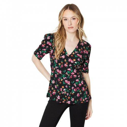 Front - Dorothy Perkins Womens/Ladies Wrap Puff Sleeve Top