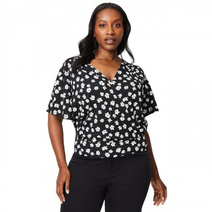 Front - Dorothy Perkins Womens/Ladies Ditsy Print Wrap Curved Flutter Top