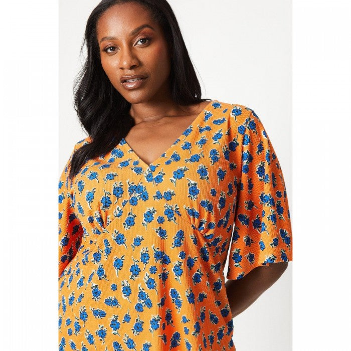 Front - Dorothy Perkins Womens/Ladies Floral V Neck Curved Angel Sleeve Top