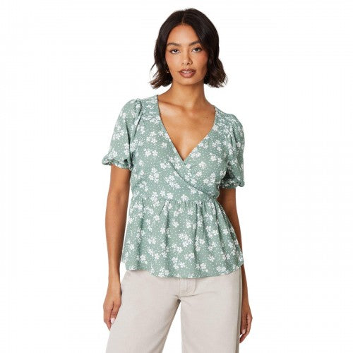 Front - Dorothy Perkins Womens/Ladies Ditsy Print Wrap Top