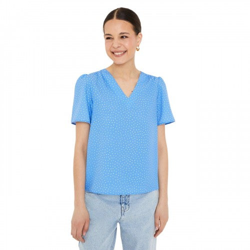 Front - Dorothy Perkins Womens/Ladies Spotted Gathered Shoulder Top