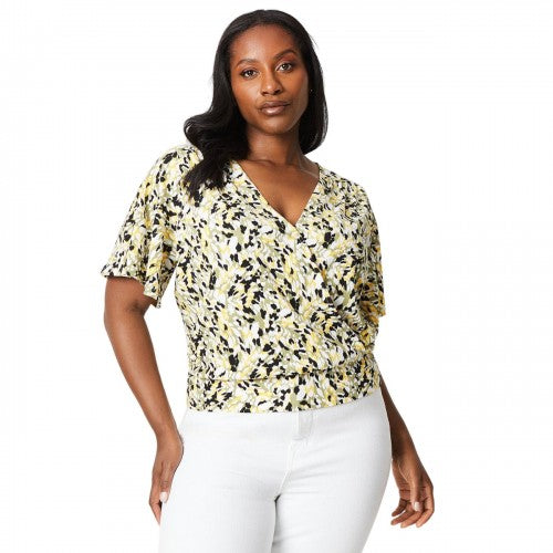 Front - Dorothy Perkins Womens/Ladies Abstract Wrap Curved Flutter Top