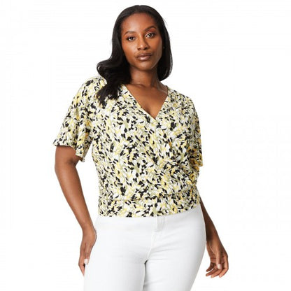 Front - Dorothy Perkins Womens/Ladies Abstract Wrap Curved Flutter Top