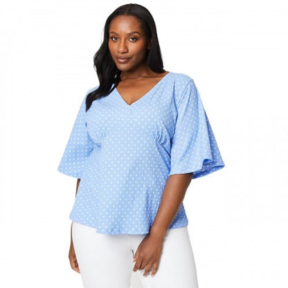 Front - Dorothy Perkins Womens/Ladies Spotted V Neck Curved Angel Sleeve Top