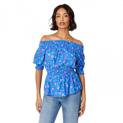 Front - Dorothy Perkins Womens/Ladies Ditsy Print Shirred Bardot Top